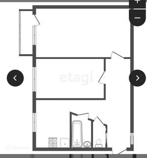 2-к квартира, вторичка, 43м2, 2/5 этаж
