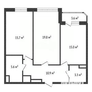 2-к квартира, вторичка, 73м2, 3/17 этаж