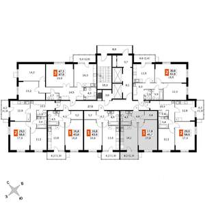 1-к квартира, вторичка, 46м2, 4/22 этаж