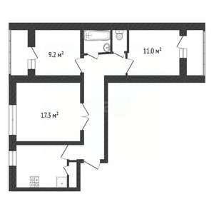 3-к квартира, вторичка, 60м2, 9/9 этаж