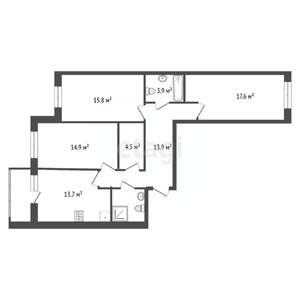 3-к квартира, сданный дом, 88м2, 18/23 этаж