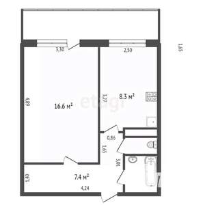 1-к квартира, вторичка, 36м2, 5/9 этаж