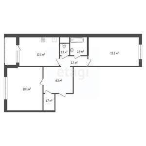 2-к квартира, вторичка, 60м2, 13/19 этаж