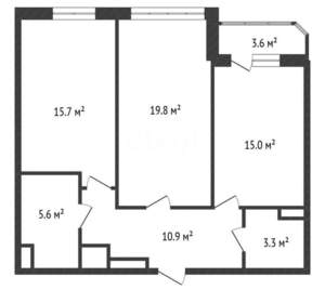 2-к квартира, вторичка, 73м2, 3/17 этаж