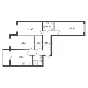 3-к квартира, сданный дом, 88м2, 18/23 этаж