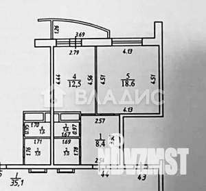 1-к квартира, вторичка, 44м2, 7/17 этаж