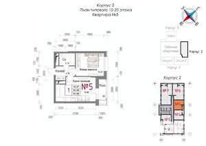 1-к квартира, строящийся дом, 44м2, 12/20 этаж