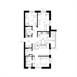 3-к квартира, вторичка, 95м2, 4/21 этаж