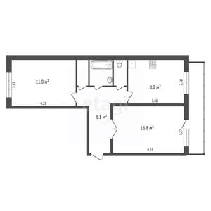 2-к квартира, вторичка, 50м2, 4/9 этаж