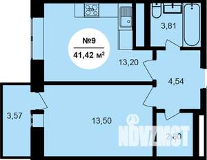 1-к квартира, строящийся дом, 41м2, 8/11 этаж