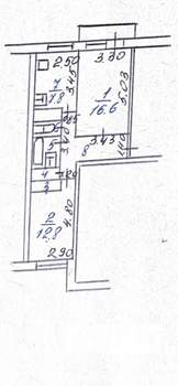 2-к квартира, вторичка, 50м2, 3/5 этаж