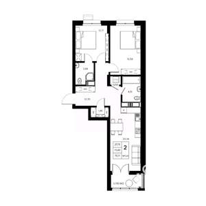 2-к квартира, вторичка, 76м2, 6/21 этаж