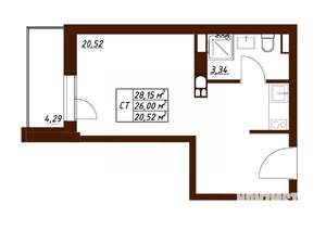 Студия квартира, вторичка, 28м2, 18/19 этаж