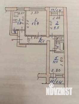 3-к квартира, вторичка, 63м2, 7/9 этаж