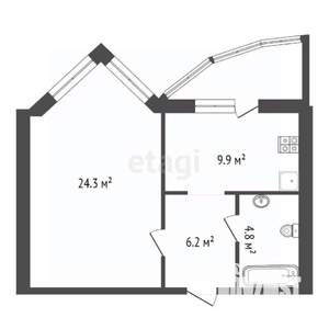 1-к квартира, вторичка, 45м2, 5/9 этаж