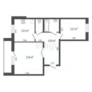 2-к квартира, вторичка, 70м2, 4/9 этаж