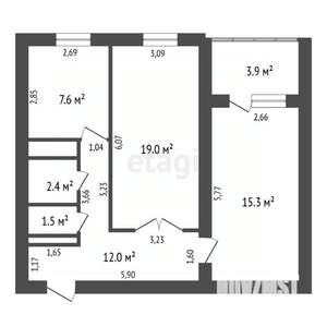 2-к квартира, вторичка, 58м2, 4/10 этаж