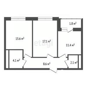 2-к квартира, вторичка, 59м2, 7/25 этаж