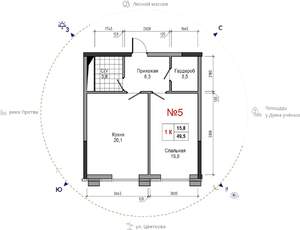 1-к квартира, вторичка, 50м2, 15/30 этаж