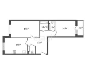 2-к квартира, вторичка, 70м2, 13/17 этаж
