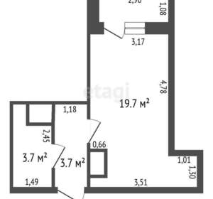 Студия квартира, вторичка, 27м2, 12/23 этаж