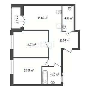 2-к квартира, вторичка, 63м2, 4/19 этаж