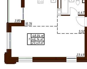 1-к квартира, вторичка, 48м2, 12/19 этаж