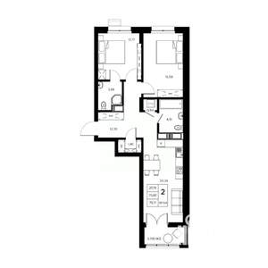 2-к квартира, вторичка, 76м2, 20/21 этаж